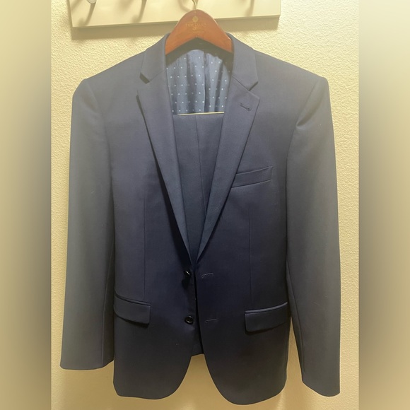 Menswear House, “Joe” collection, Gray Pinstripe Suit & Navy Blue Solid Suit - Picture 3 of 4